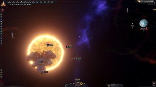 Star Trek Infinite - several ships fly near a star