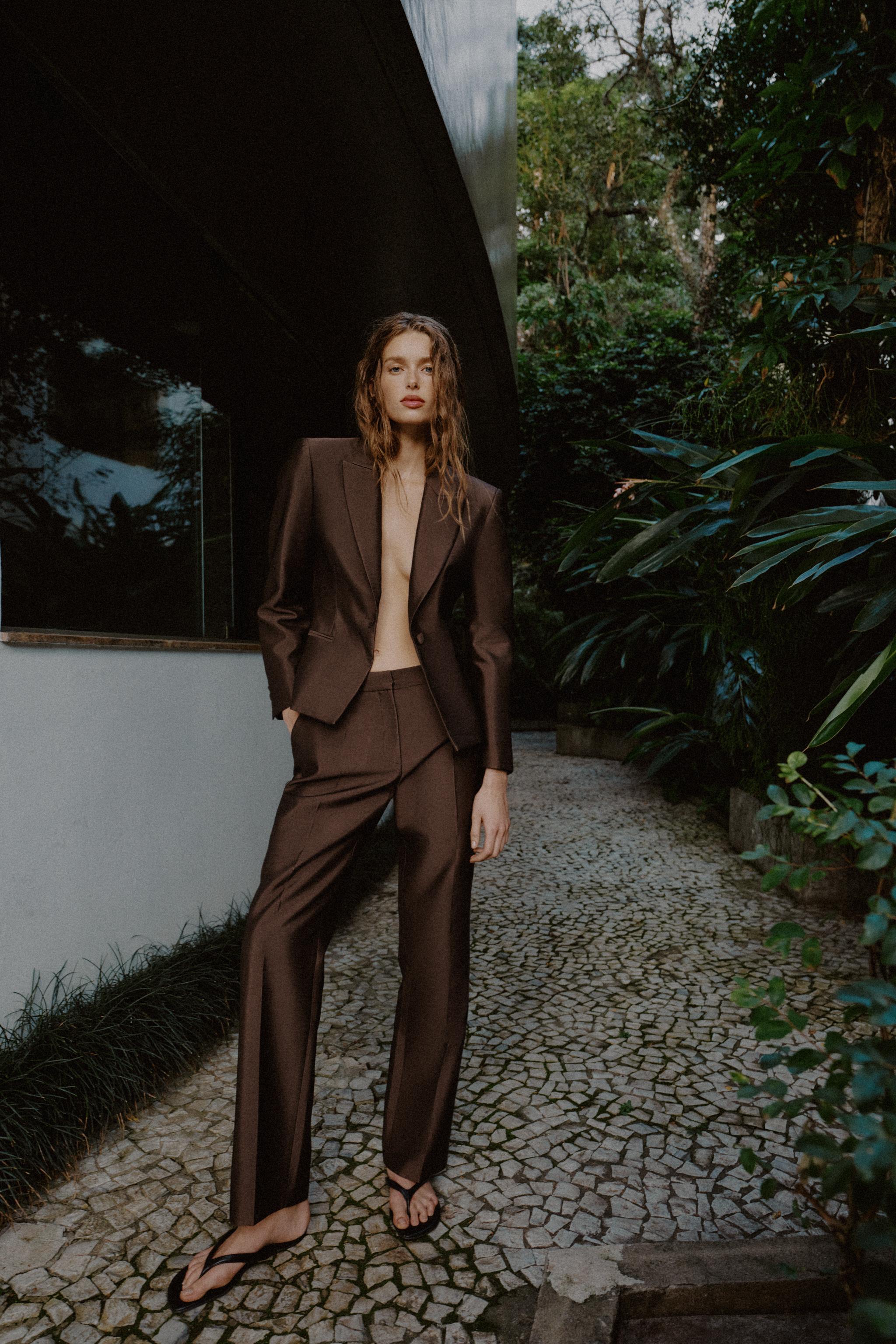 satin slim fit pants