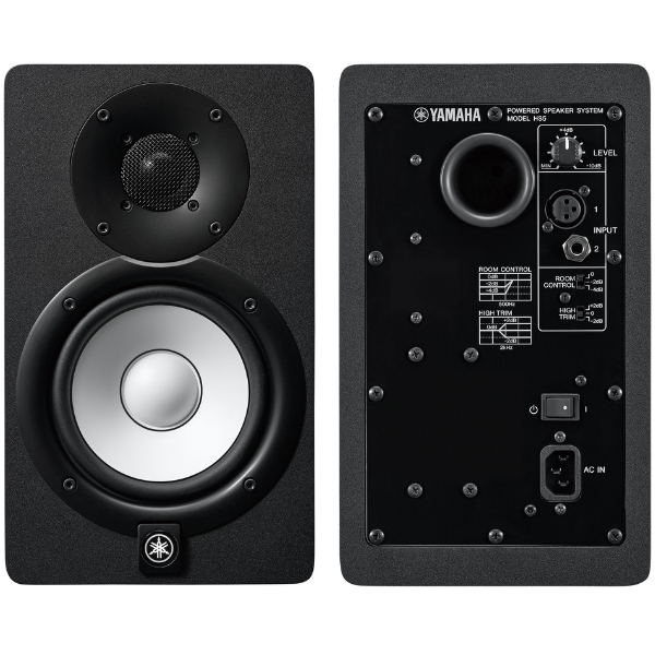 A pair of Yamaha HS5 studio monitors