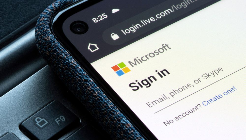 A Microsoft account sign-in prompt on a smartphone.