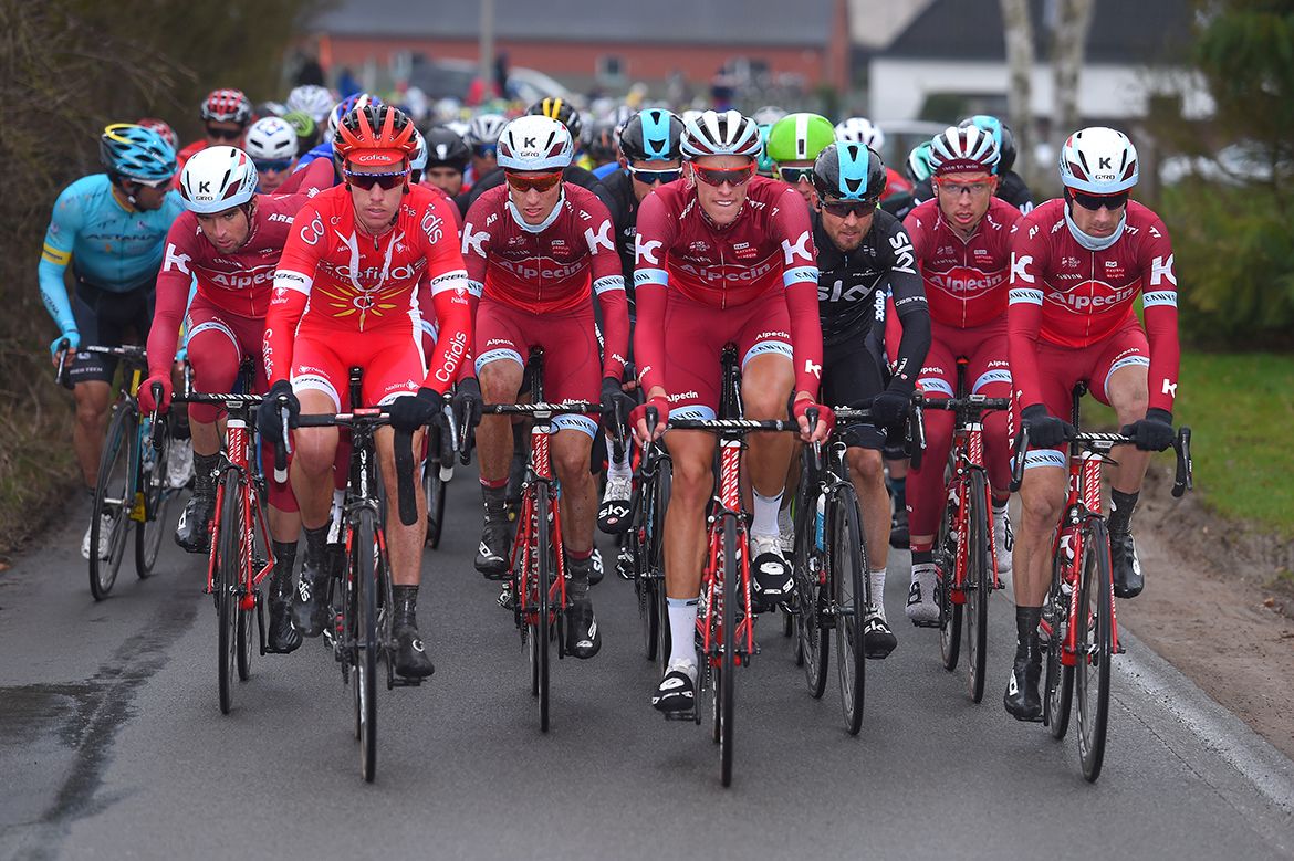 Katusha setting tempo at Kuurne-Brussel-Kuurne