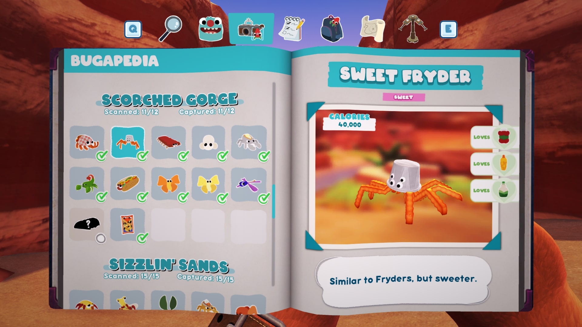 Bugsnax Bugapedia: Sweet Fryder