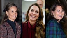 A composite of a picture of Pippa Middleton in 2023, a picture of Kate in 2026 and a picture of Carole in 2025