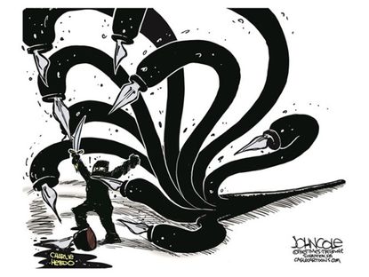 Editorial cartoon Charlie Hebdo free speech terrorism