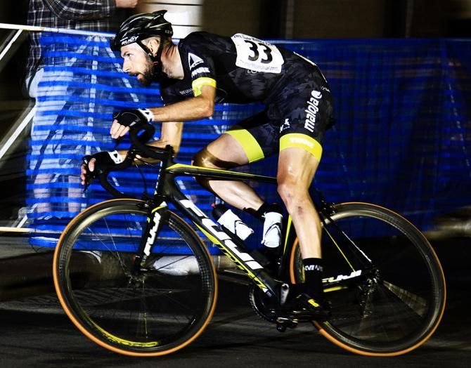 Christian Grasmann (MajolaPushbiker-Fuji) takes a big flyer and establishes a break that lapped the field
