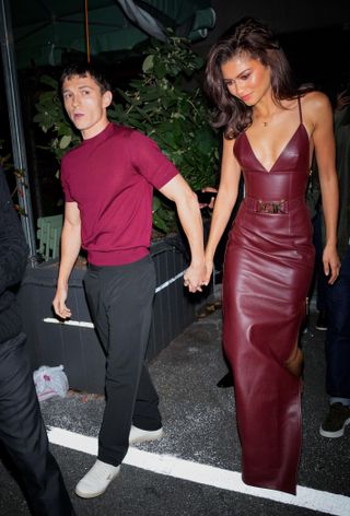 Tom Holland and Zendaya are seen on October 24, 2024 in New York City.