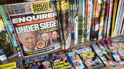 A supermarket tabloid featuring former President Donald Trump