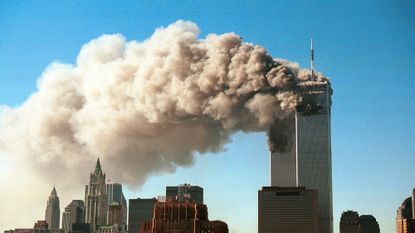 The towers of the World Trade Center burn during the Sept. 11, 2011, terrorist attacks.