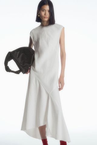 Draped Asymmetric Maxi Dress