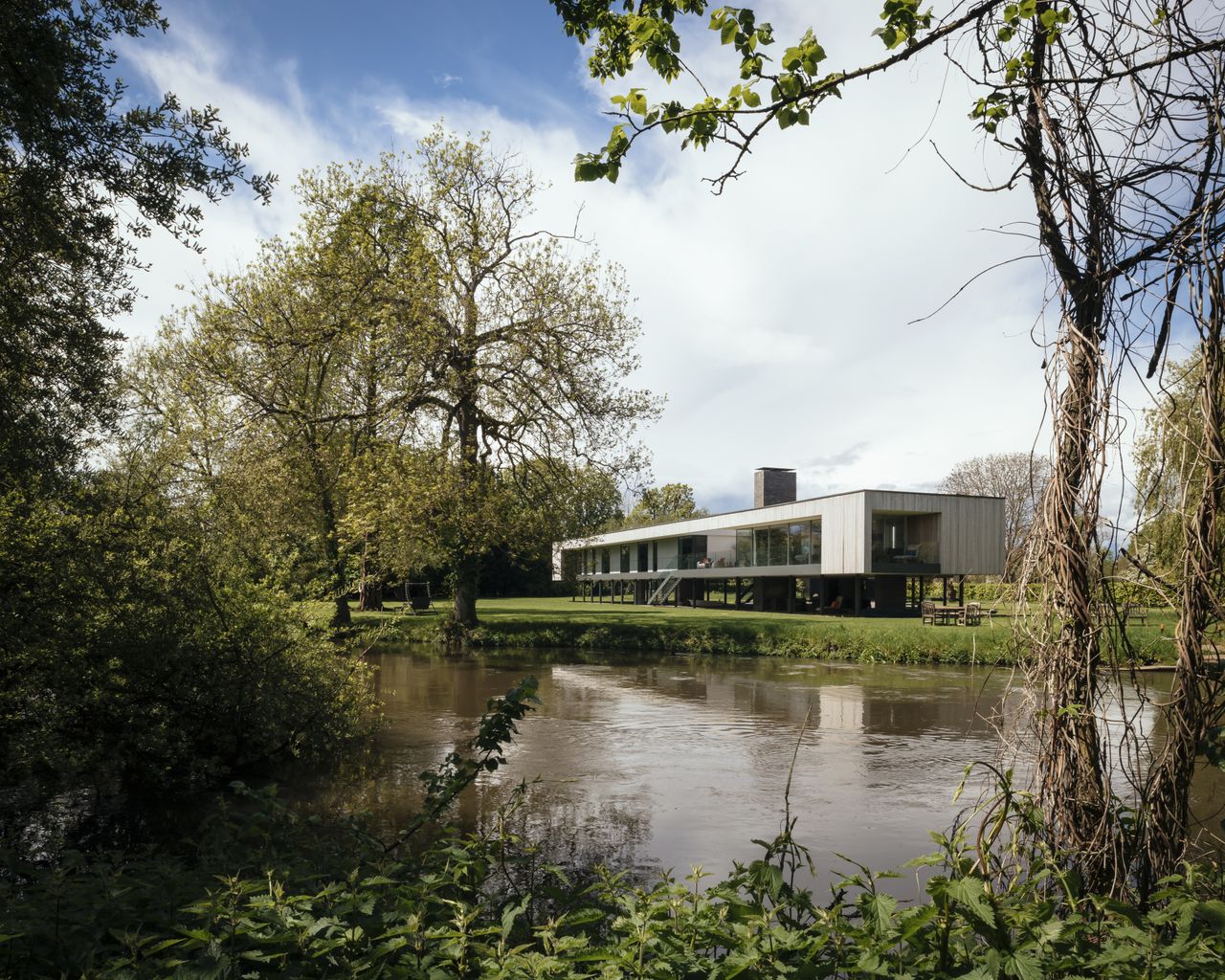 a self build on stilts above a flood plain