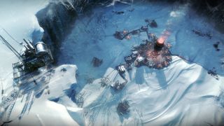 Frostpunk screenshot depicting a frozen wasteland