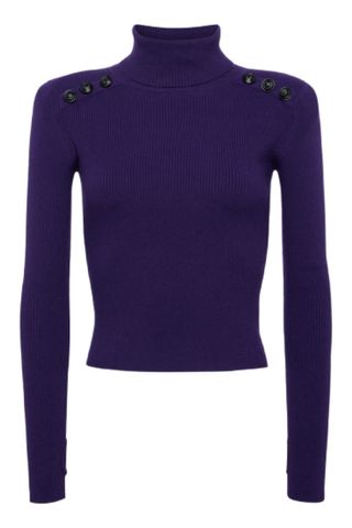 L'Agence Reeves Ribbed Button-Detail Turtleneck