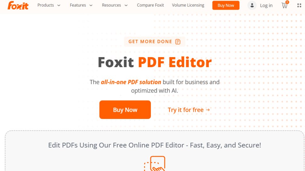 Website screenshot of Foxit (July, 2025)