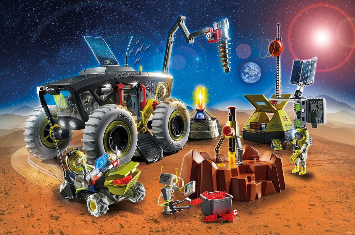 Playmobil&#039;s Mars Expedition toy set includes two astronaut figures, a rover and other equipment co-branded with ESA.