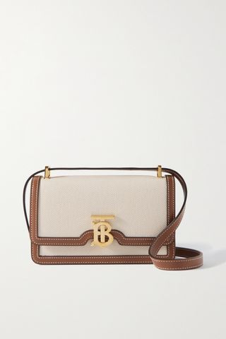 Burberry Mini Leather-Trimmed Canvas Shoulder Bag