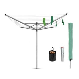 Brabantia 4 Arm Lift-O-Matic 50M Rotary Washing Line with Accessories