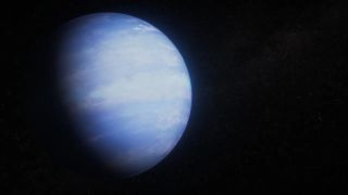 An artist's rendering of WASP-107b, a blue, puffy planet