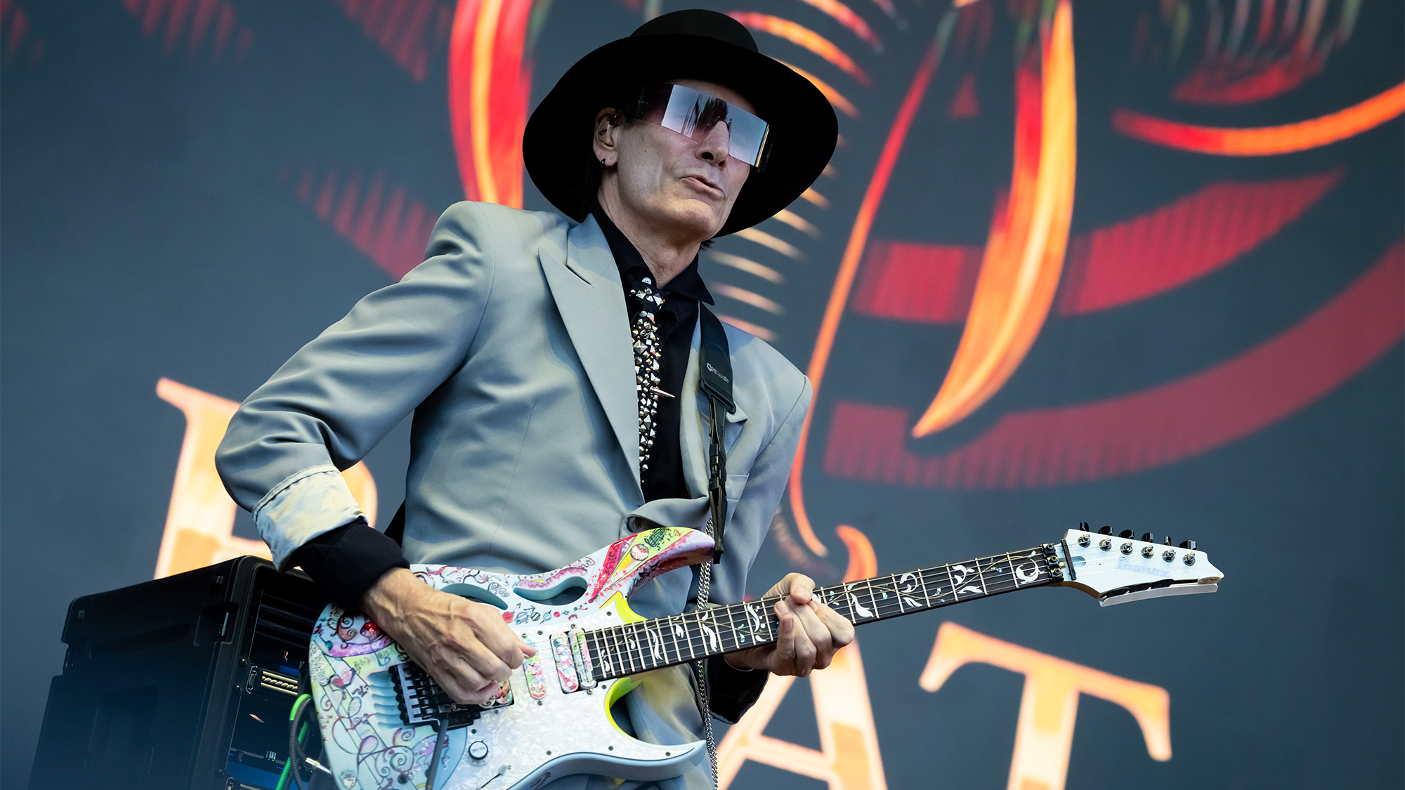 Steve Vai of BEAT performs onstage during Noches del Botanico music festival at Real Jardin Botanico Alfonso XIII on June 26, 2026 in Madrid, Spain.