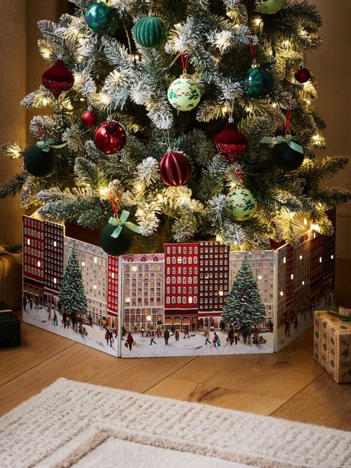 Red Festive Light Up Wooden Tree Skirt