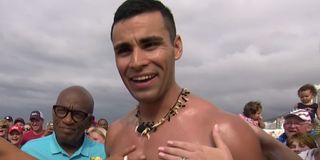 Pita Taufatofua at the 2016 Summer Olympic Games with Al Roker