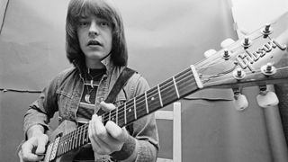 Rick Derringer from rock group Derringer posed backstage at the Shaboo Inn in Willimantic, Connecticut, USA in June 1976.