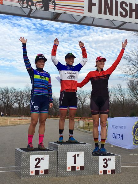 Caroline Mani on top step of the podium