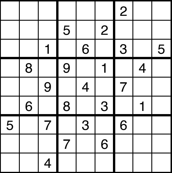 An unsolved sudoku.