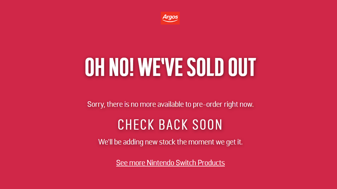 Argos Switch 2 pre-order
