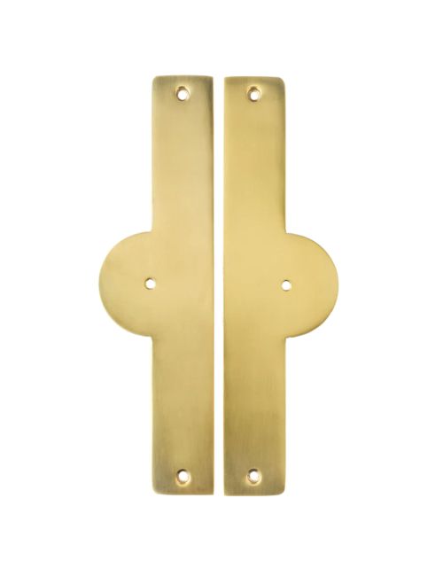 Pair of Arch Backplates, Aged Brass