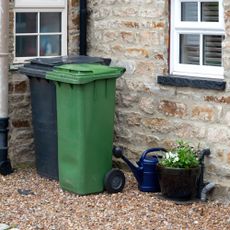 front garden with wheelie bins