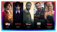 Sky ultimate line up with Sky, Netflix. Disney Plus, HBO Max and Hayu featured