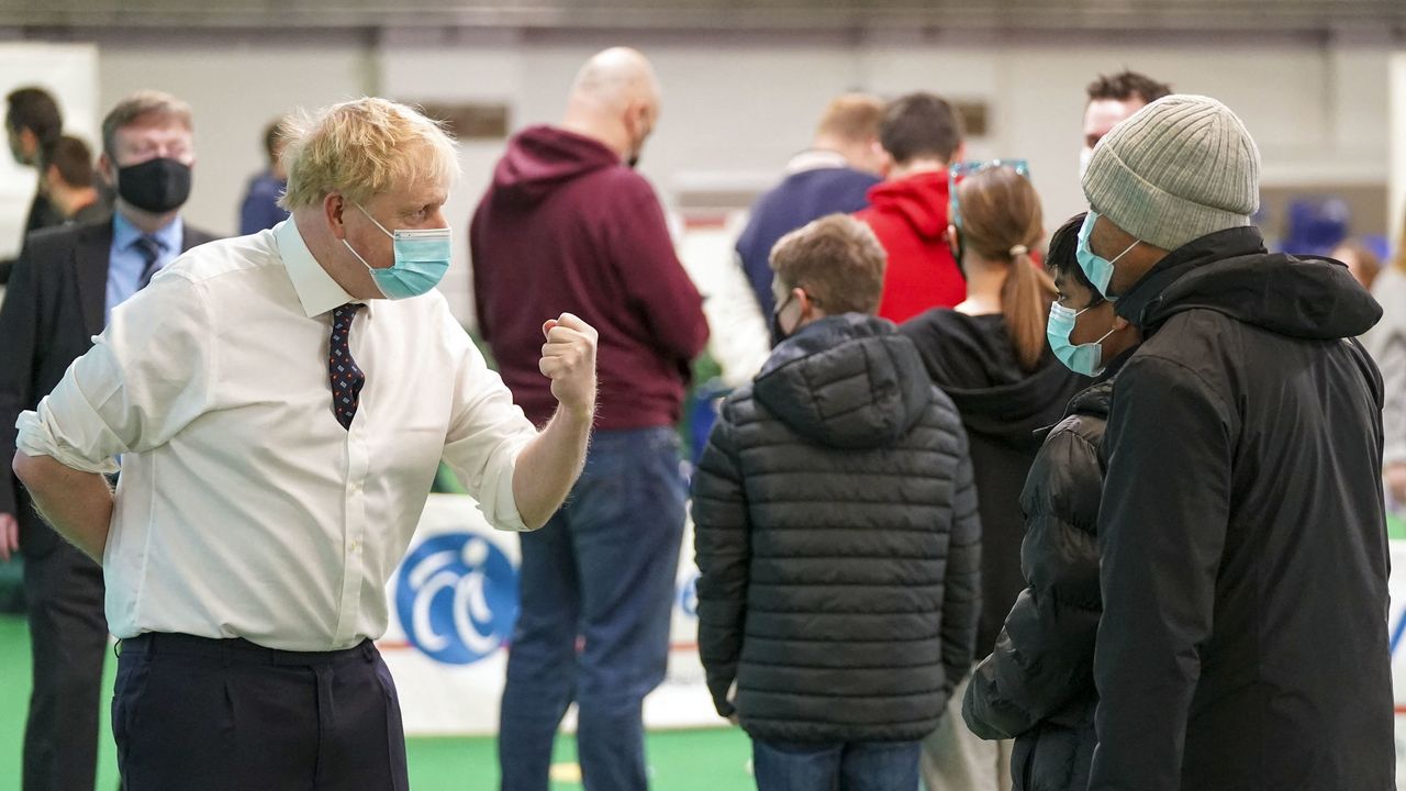 Boris Johnson during a visit to a vaccination centre in Buckinghamshire