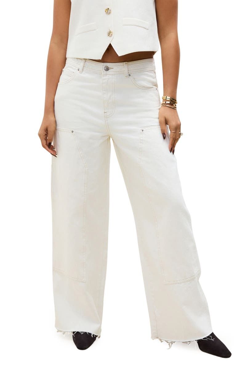 Raw Hem Wide Leg Carpenter Jeans