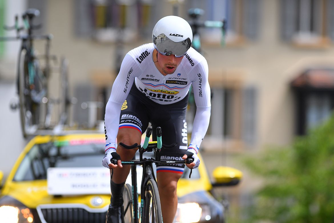 Primoz Roglic on his way to the stage win