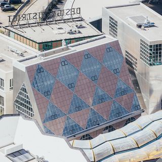 aerial of 6a architects building at the design district
