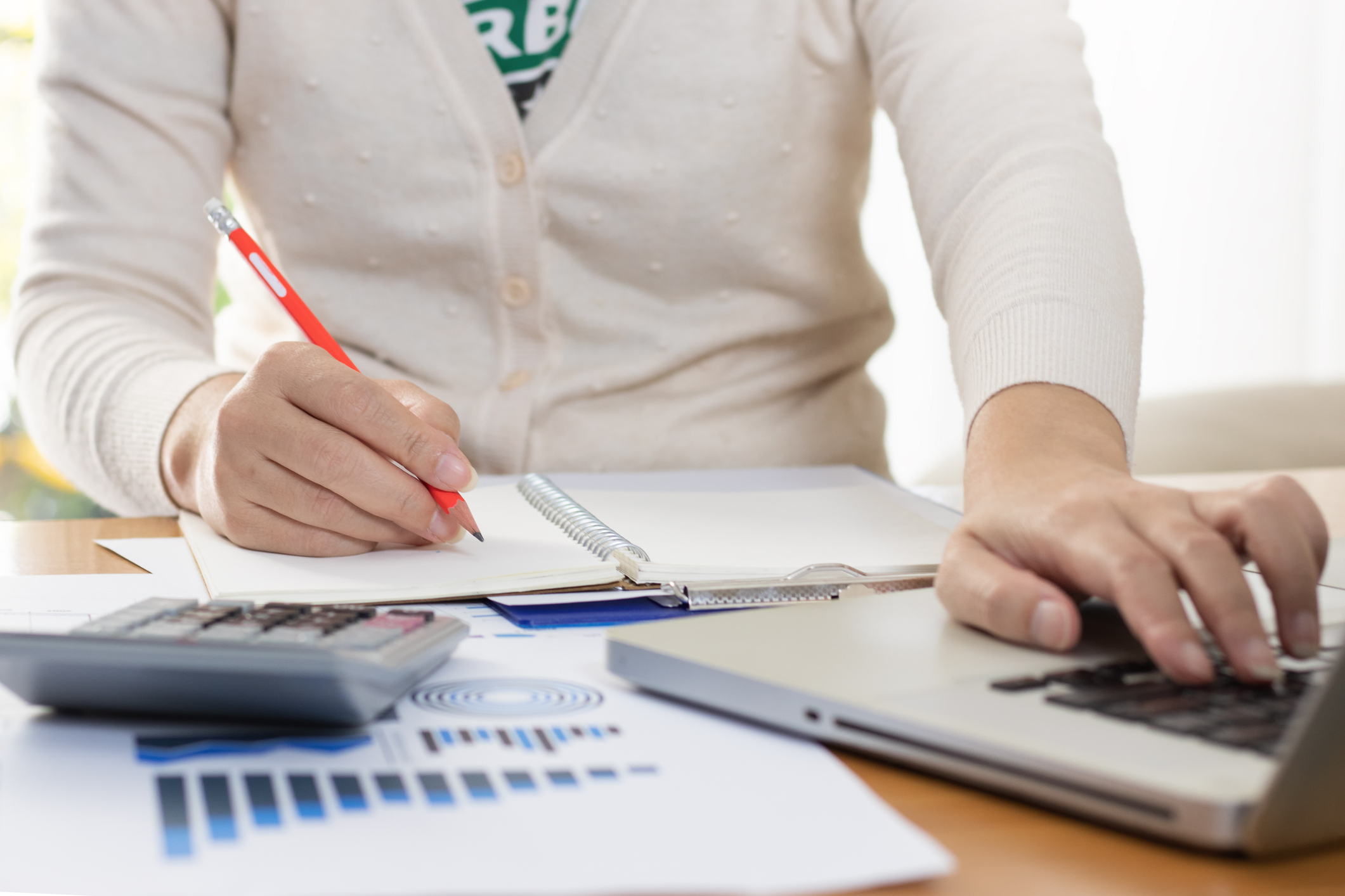 Person filling out tax return online