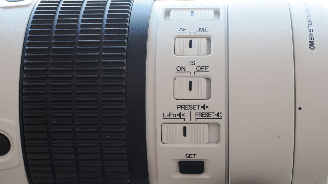 The OM System M.Zuiko 50-200mm f/2.8 IS Pro lens, mounted to the OM System OM-1 Mark II, in an outdoor setting