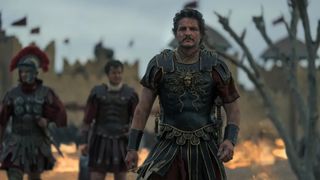 Pedro Pascal in a gladiator outfit