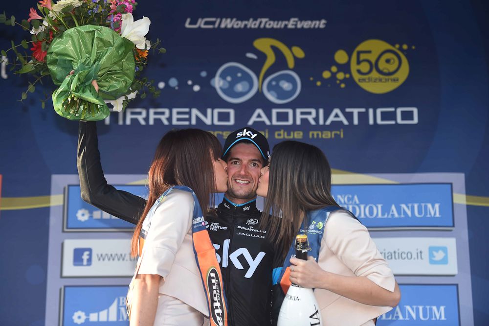 Wout Poels on the podium.