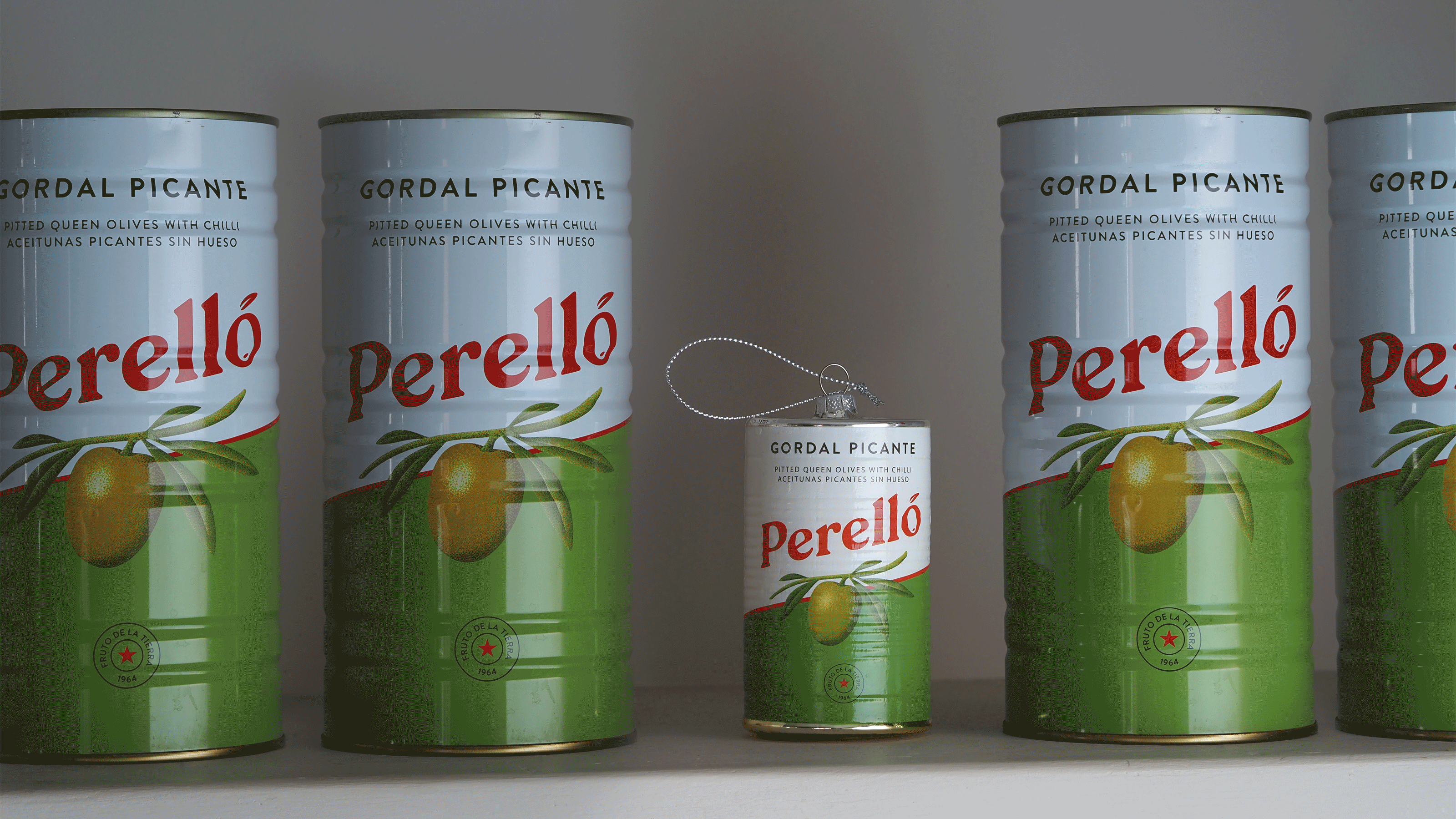 a rotating gif of festive novelty baubles