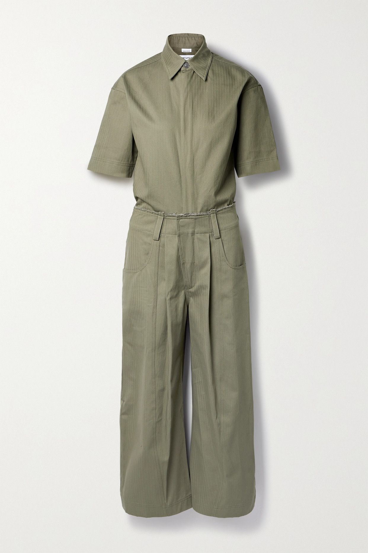 + Net Sustain New Yorker Distressed Herringbone Cotton-Canvas Jumpsuit