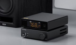 Topping E50 II DAC atop a Topping amplifier