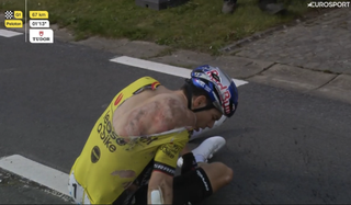 Wout van Aert (Visma-Lease a Bike) suffers from crash in 2024 Dwars door Vlaanderen
