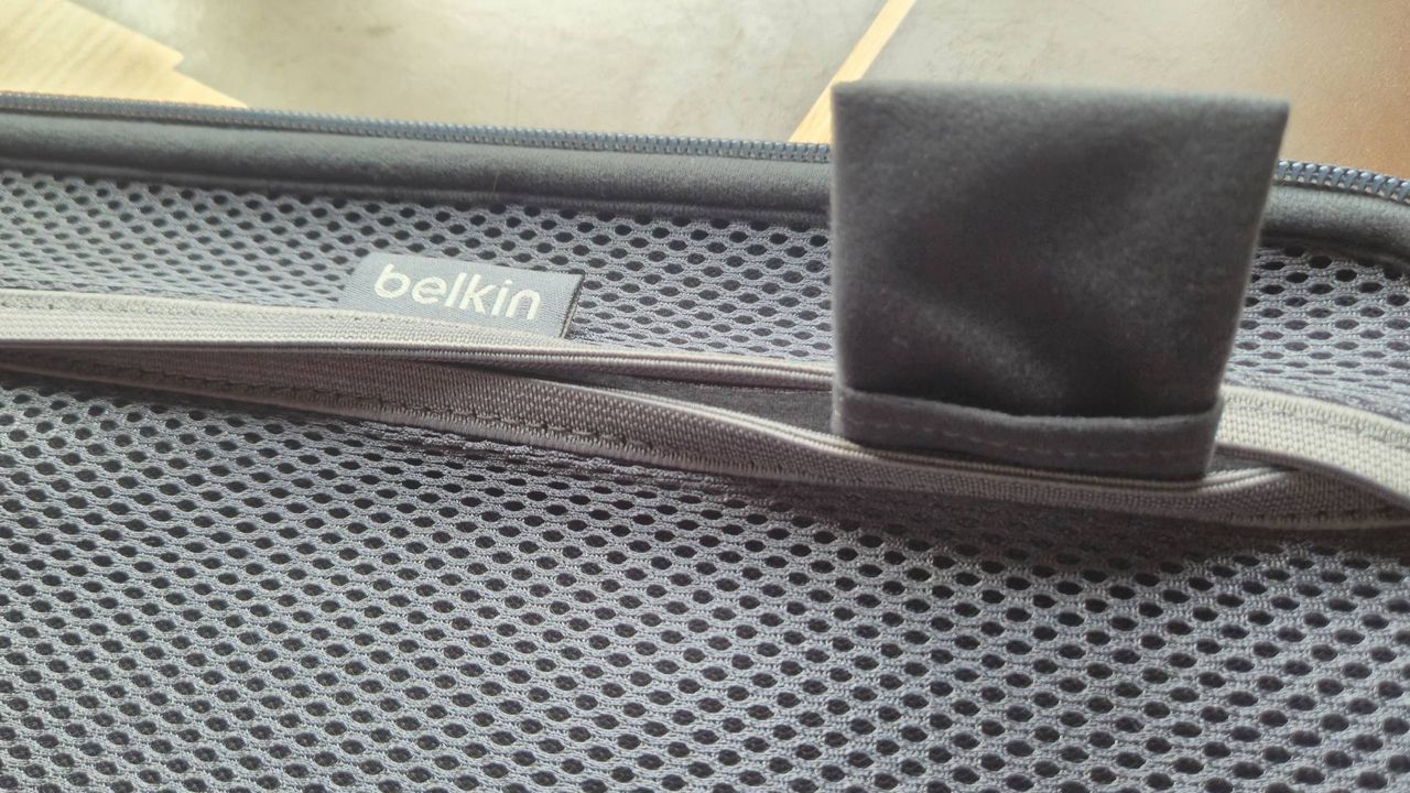 Photo of the inside mesh pocket of the Belkin Carrying Case for the Nintendo Switch 2.