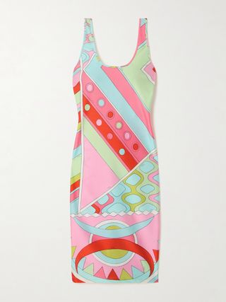 Printed Satin-Jersey Dress