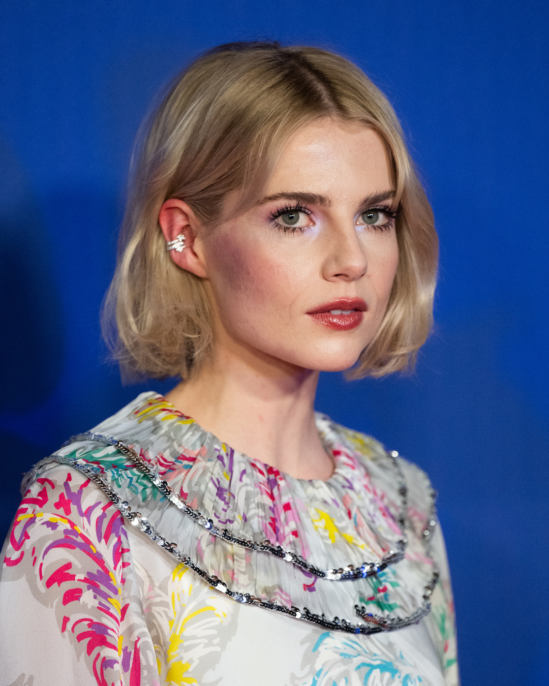 Lucy Boynton with curtained bob