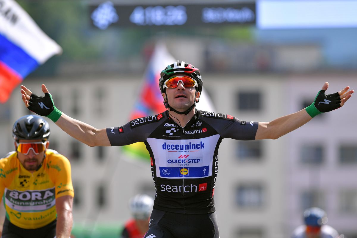 Elia Viviani doubles up with drag race victory on stage five of Tour de ...