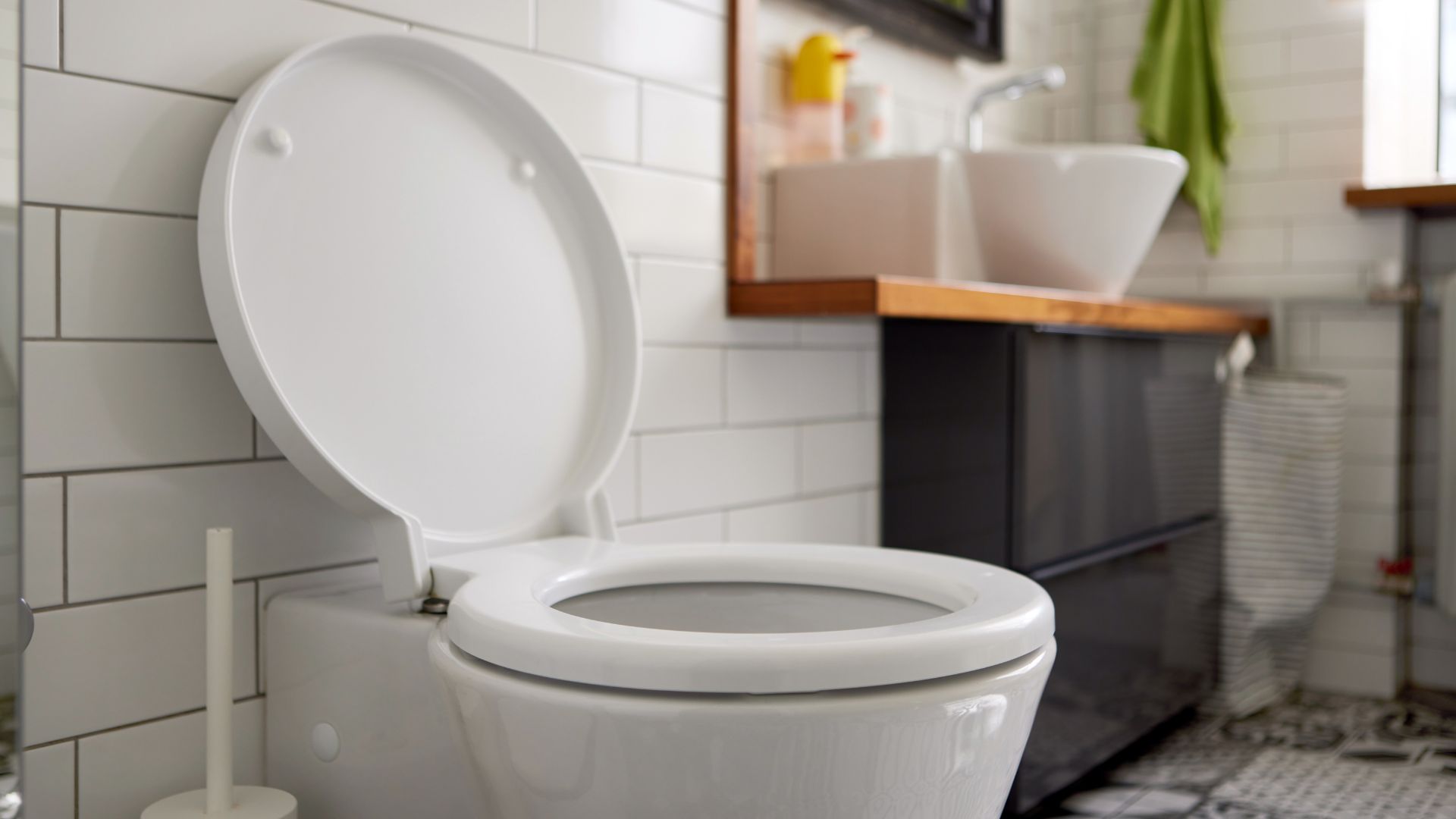 picture of an open toilet in modern bathroom