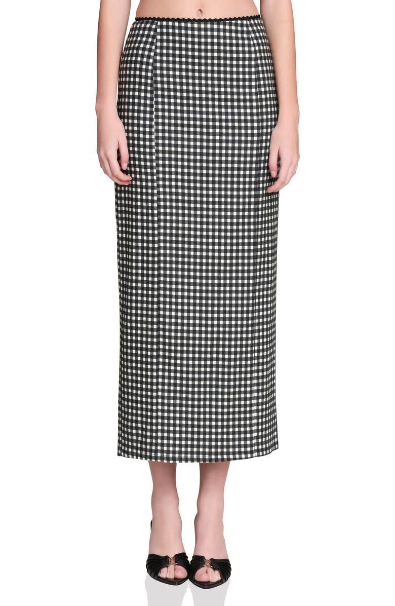 Gingham Cotton &amp;amp; Linen Blend Maxi Skirt