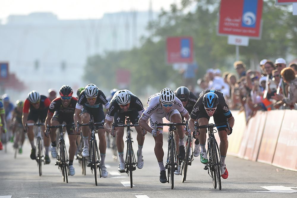 The sprint on stage 2 of the Abu Dhabi Tour